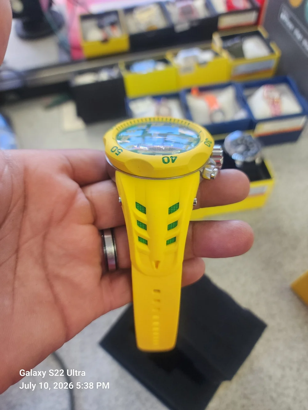 Invicta Yellow and Green Silicone Chronograph Watch 52mm